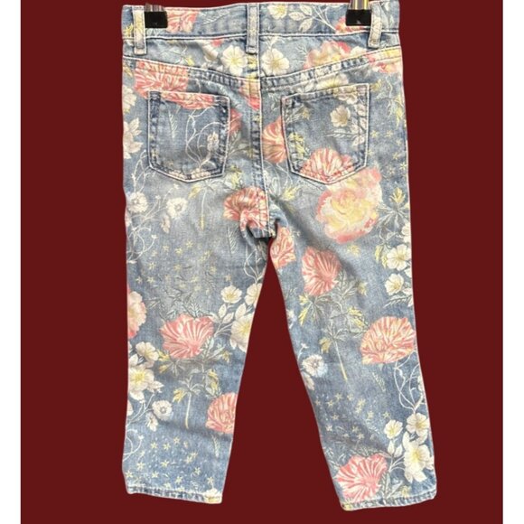 Baby Gap Floral Print Girlfriend Denim Jeans 3 Years Preppy Adjustable Waist - Picture 2 of 5